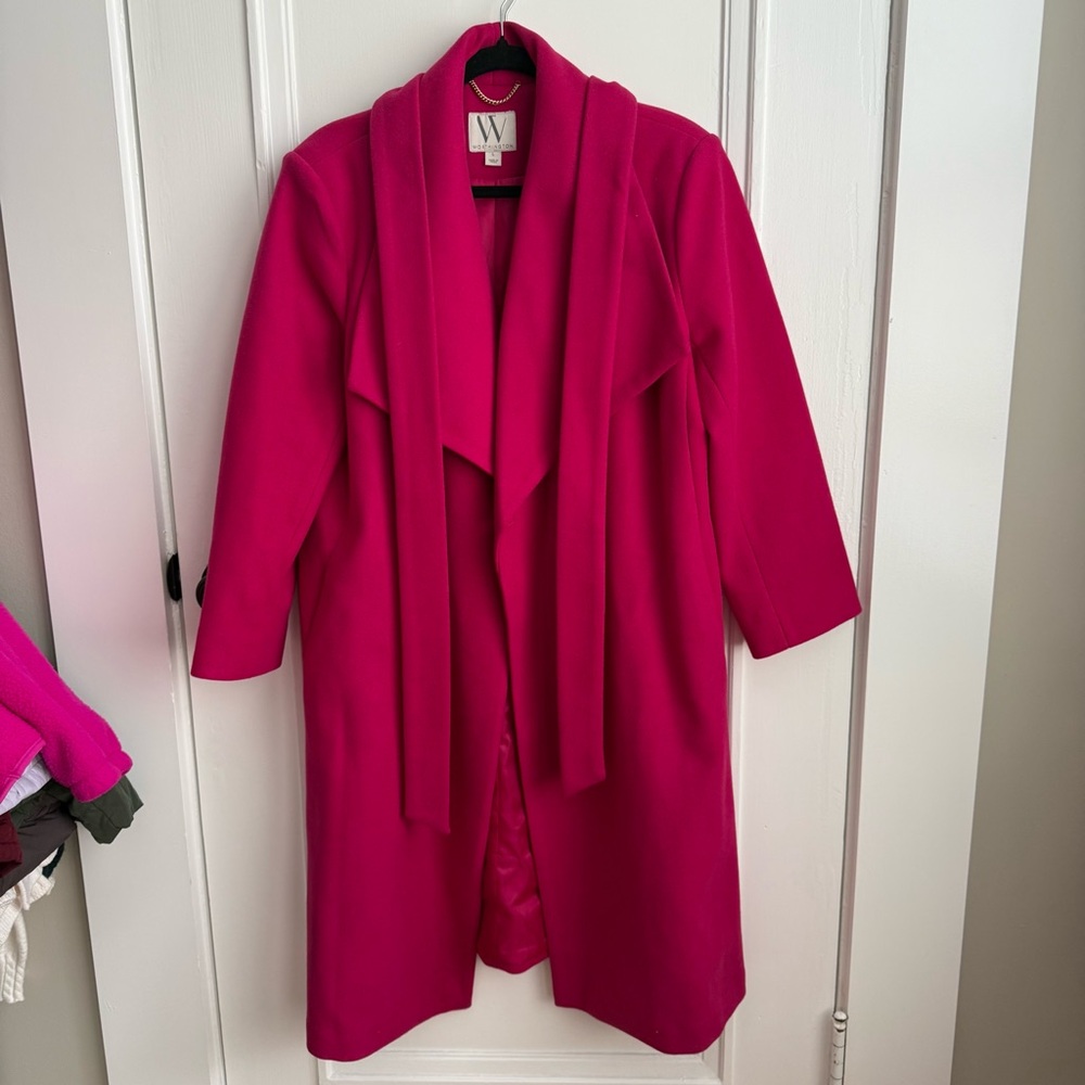 W By Worth Women's Fuchsia Wool-Blend Open Front Coat